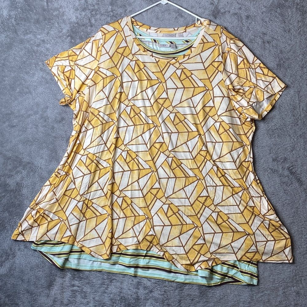 Logo By Lori Goldstein Printed Twin Set Maize 3X